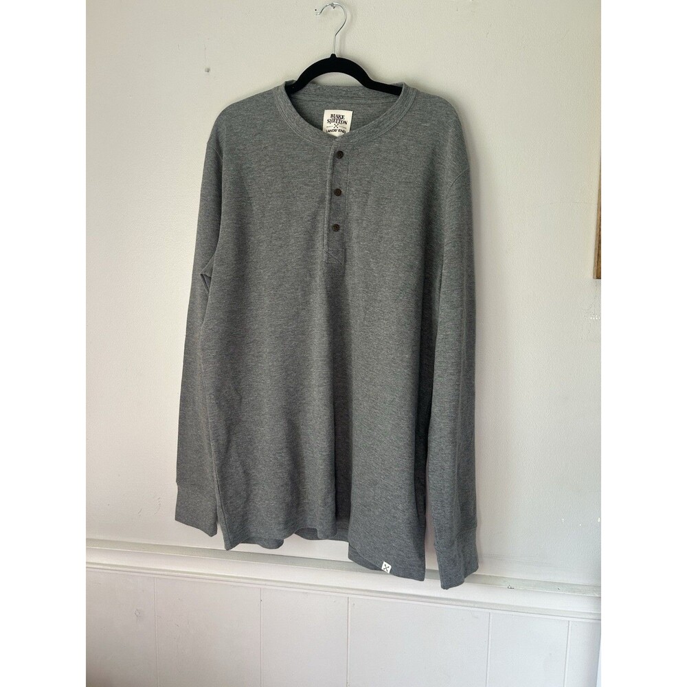 Blake Shelton x Lands’ End Thermal Henley Shirt Men’s LT Large Tall Gray NWT